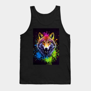 Splatter Paint Wolf Tank Top